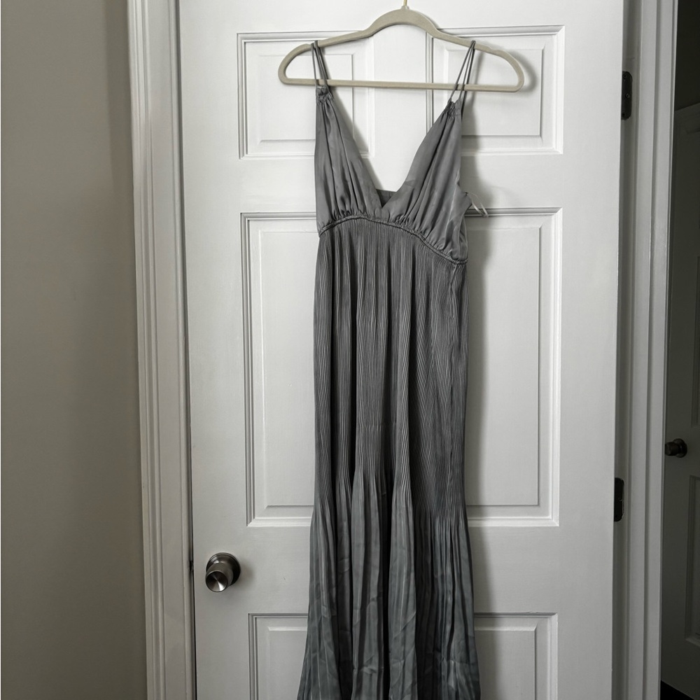 Zara Satin Silver/Gray Maxi Dress